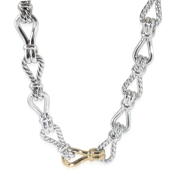 David Yurman Yellow Gold & Sterling Silver  Thoroughbred Loop Linked Chain Neckl - Picture 1 of 2